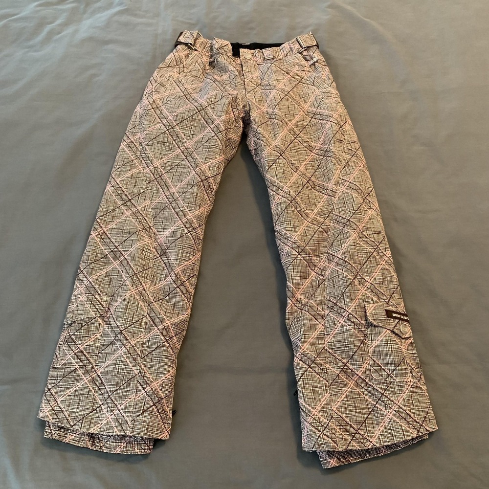 Body Glove Snow Pants Girls 12 Pink Plaid Waterproof Insulated Ski Winter (26x27
